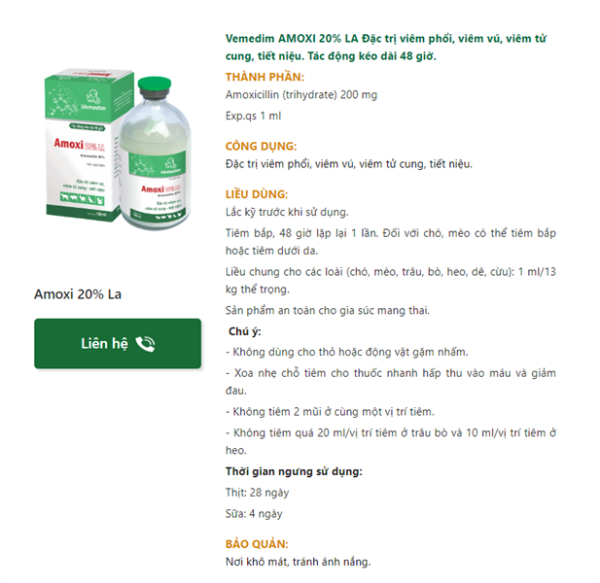 VMD AMOX 20% LA - chai 100ml - Ảnh 2