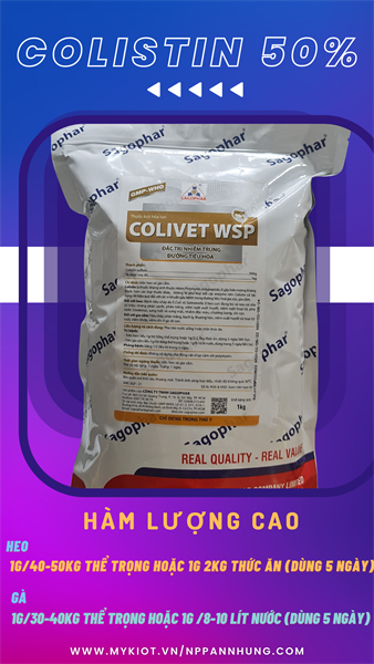 SAGOPHAR COLIVET (Colistin 50%) 1kg - Gói 10in1
