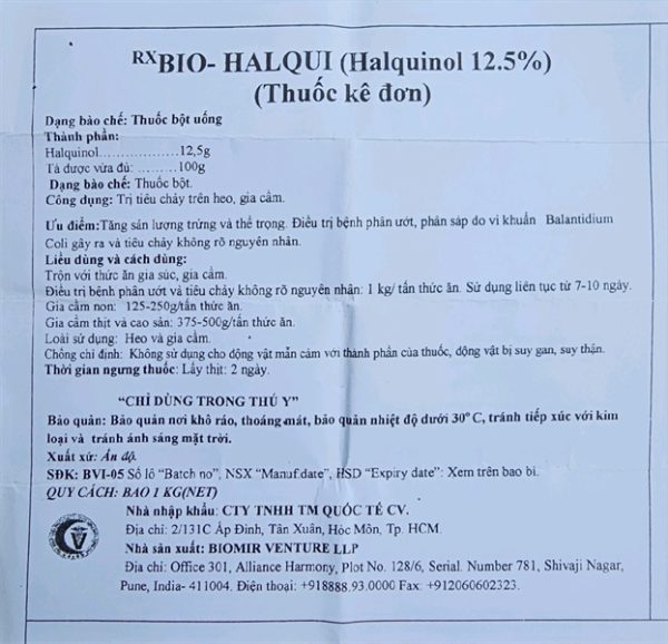 cv Halquinol 12.5% - 1kg xá - Gói - Ảnh 3