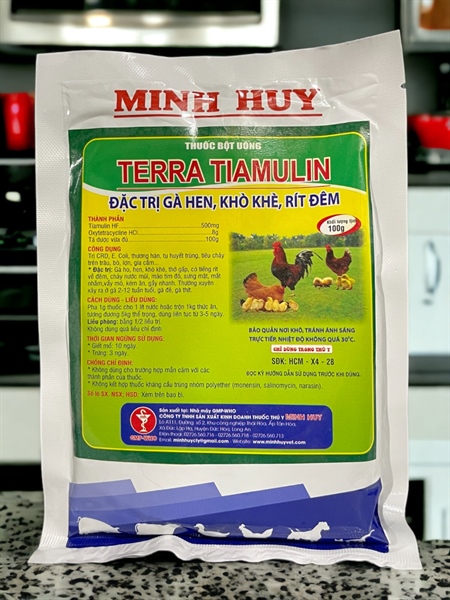Minh Huy Tera Tiamulin 100gr - Hen gà, Khò khè, rít đêm - gói