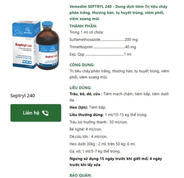 VMD SEPTRYL 240 100ml - Lọ - Ảnh 3