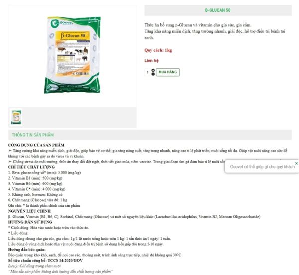 GOOVET B GLUCAN 50% 1KG - Gói 5in1 - Ảnh 2