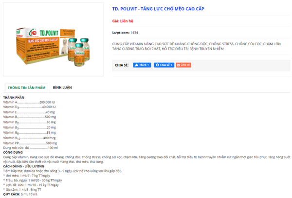ND Polivit (Bổ cao cấp chó,mèo) 5ml - Lọ 5ml - Ảnh 3