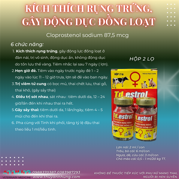 ND ESTROL 6ml - Cloprostenol - Hộp 2 lọ