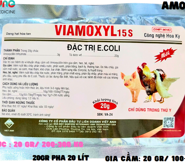 VIAVET AMOXYL 15S 100gr - Amox 15% bột - Gói 100gr