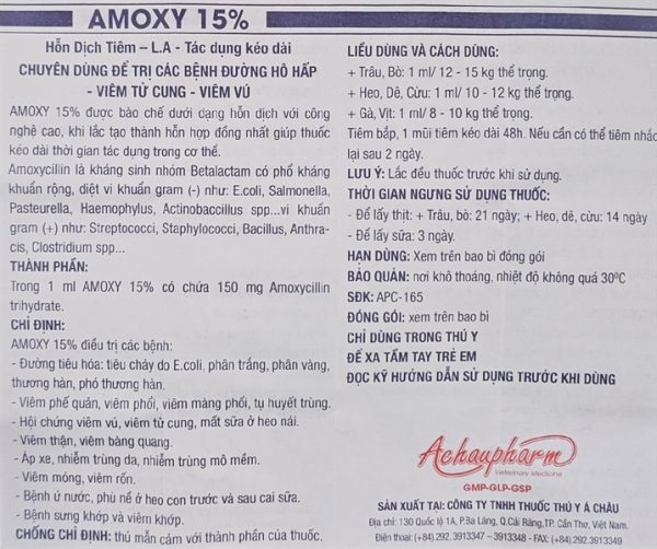 Á CHÂU AMOXY 15% LA - Lọ 100ml - Ảnh 5