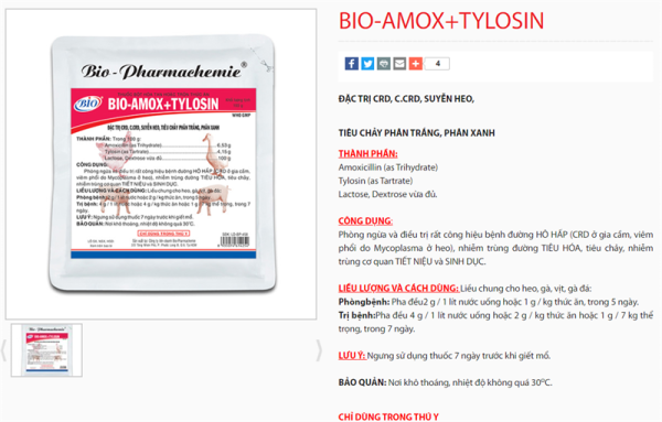 BIO AMOX TYLOXIN 1Kg - Gói 1kg - Ảnh 2