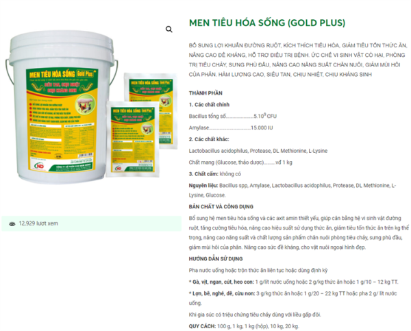 ND MEN TIÊU HÓA SỐNG (GOLD PLUS) 1kg - Gói 5in1 - Ảnh 3