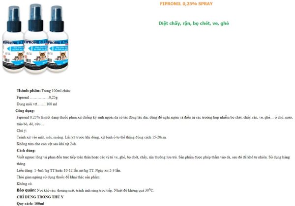 Goovet Fipronil 0,25% 100ml - Spray - lọ - Ảnh 2