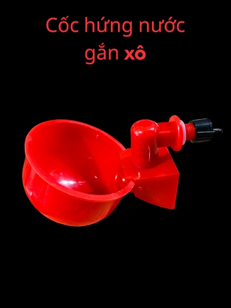 Cốc núm uống tự động gắn xô gà vịt - Màu đỏ to - Cổ cao - Cái