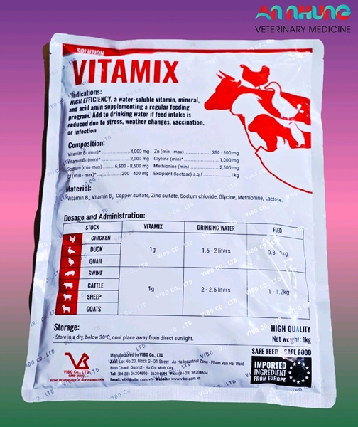 VB VITAMIX 1kg - Vitamin B Complex hàm lượng cao - Thùng 20 gói