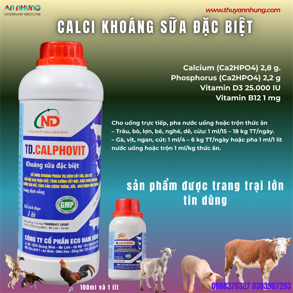 Nam Dũng TD CALPHOVIT 1 lít - Calci Phospho D3 B12