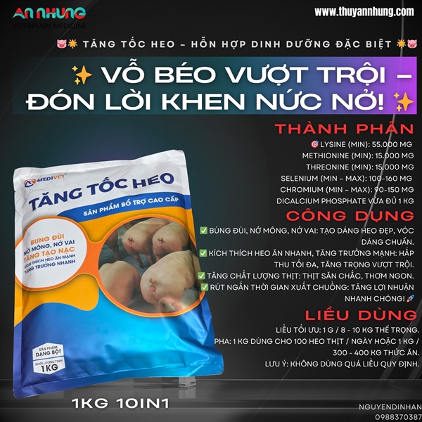 AGRI TĂNG TỐC HEO 1kg - Gói 10in1