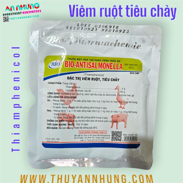 Bio Anti Samonella (Thiam 5%) 100gr - Thương hàn, tụ huyết trùng - Gói