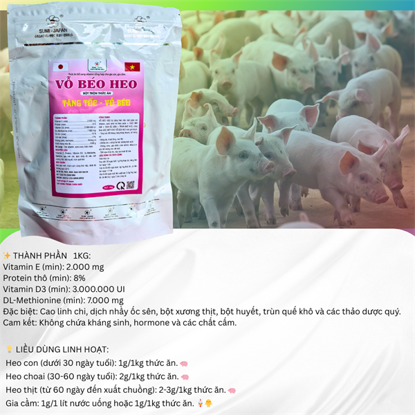 SUMI VỖ BÉO HEO - TĂNG TỐC, CHỐNG CÒI - 1 Kg (5IN1)