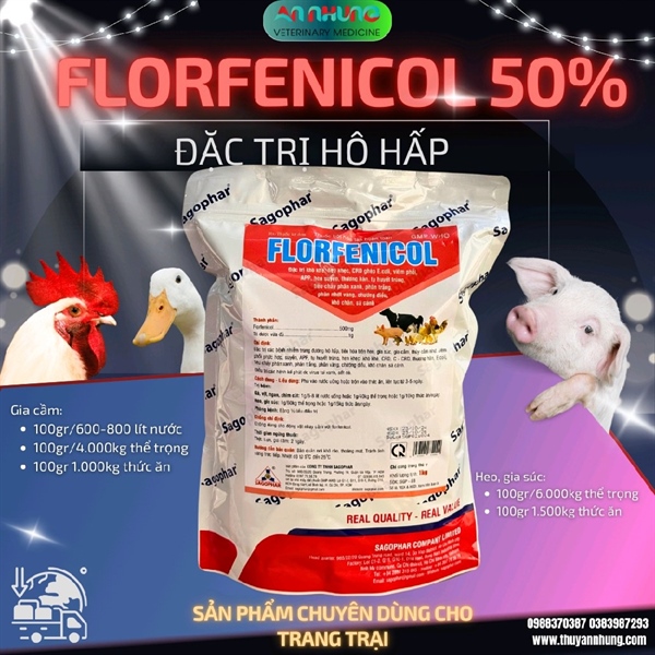 SAGOPHAR FLORFENICOL 50% 1kg - Gói 10in1