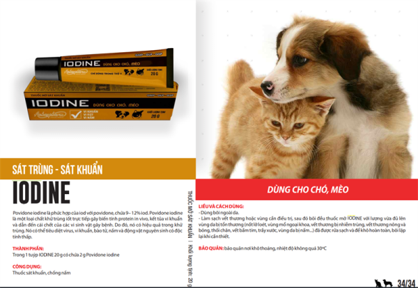 Á Châu IODINE (gel thú cưng) - sát trùng vết thương, trị nấm - Tuýp 20gr - Ảnh 2