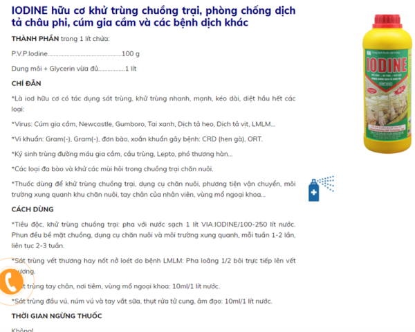 VIA IODINE 1 Lít - Thùng 12 lít - Ảnh 2