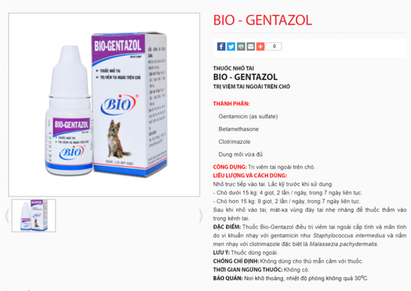 Bio Gentazol (Nhỏ tai) 10ml - Lọ - Ảnh 2