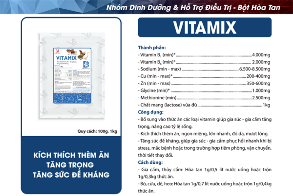 VB VITAMIX 1kg - Vitamin B Complex hàm lượng cao - Thùng 20 gói - Ảnh 3