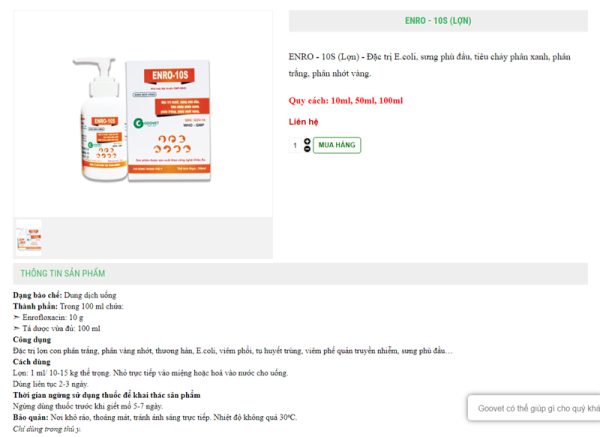 Goovet Enro 10s (Heo) Oral 10ml - Hộp 25 lọ - Ảnh 2