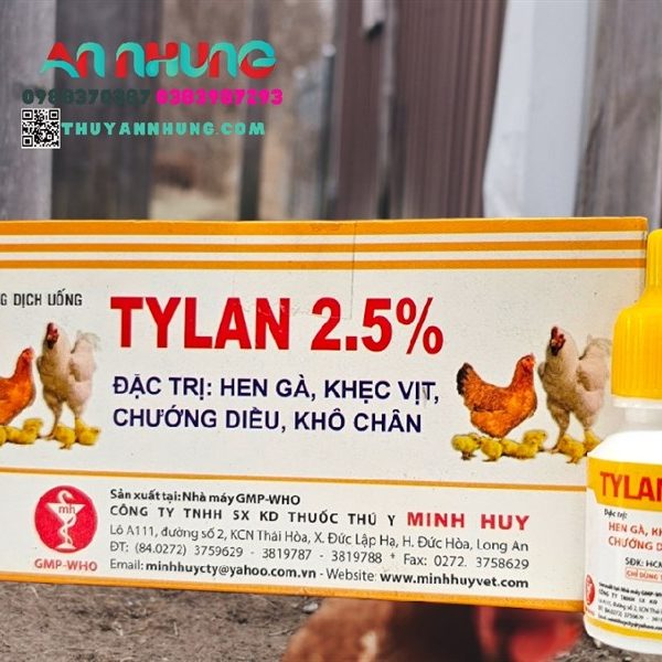 Minh Huy Tylan 2,5% 10ml - Hen gà, khẹc vịt, chướng diều, khô chân - lọ