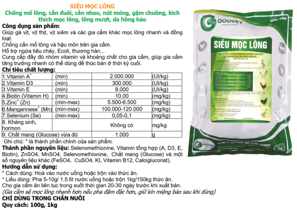 GOOVET SIÊU MỌC LÔNG 1Kg - Gói - Ảnh 2