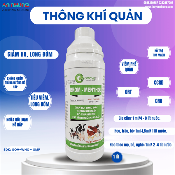GOOVET BROM MENTHOL Oral 1 lít - Chai