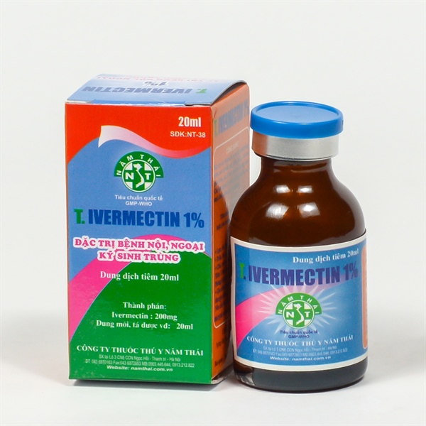 NThái T Ivermectin 1% (KST tiêm và uống) 20ml - Lọ