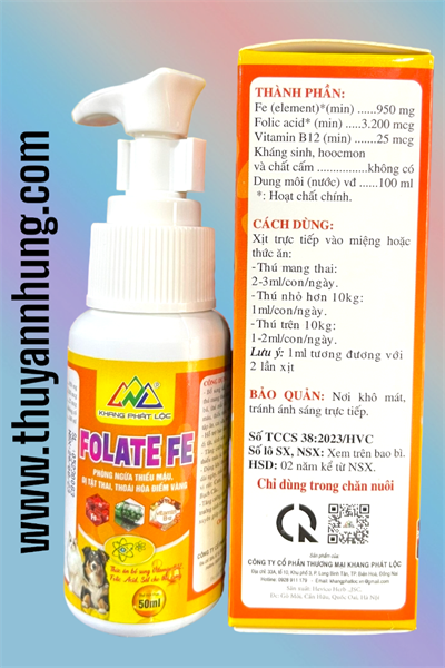 KPL FOLATE FE 50ml - bổ sung sắt cho chó, mèo - Lọ