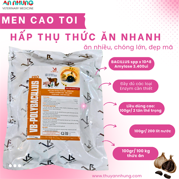 VB POLYBACILLUS PRO - Men Cao Tỏi 1kg - Gói 10in1