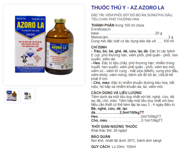 VIAVET AZORO LA 100ml - Enro 20% - Lọ - Ảnh 3