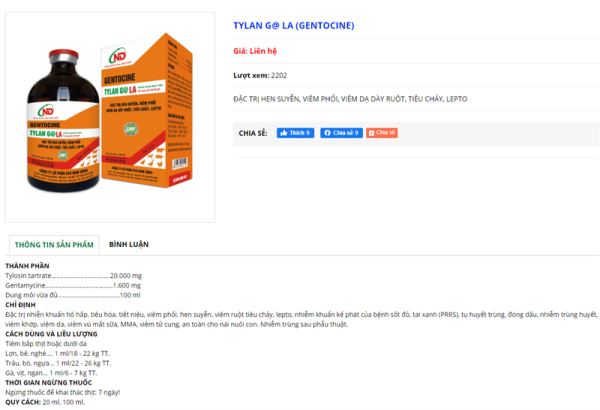 ND Gentocine Tylan G @ LA 20ml - Lọ 20ml - Ảnh 5