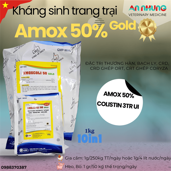 LIKE AMOX COLI 50% 1kg - Gói 10in1