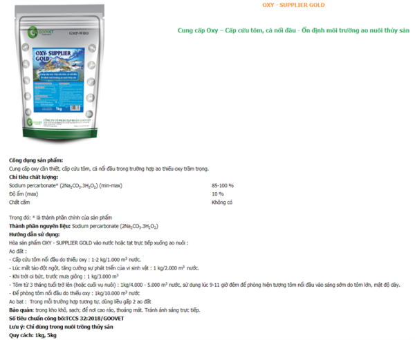 GOOVET OXY SUPPLIER GOLD 1kg _ cung cấp oxy cho cá, tôm - Gói - Ảnh 3