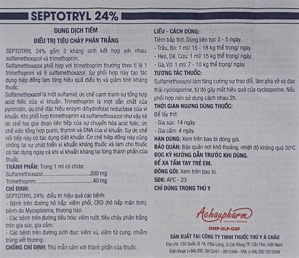 Á Châu Septotryl 24% ( SulfaTrime ) - lọ - Ảnh 3