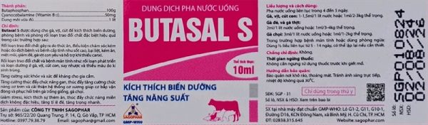 Sagopha Butasal S 10ml oral - Tăng lực gà đá - Lọ 10ml - Ảnh 4