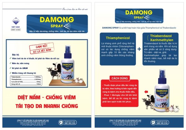Viavet Damong Spray 100ml (đặc trị nấm da, móng trên Bò,Dê, Cừu, Thỏ) - Lọ - Ảnh 4