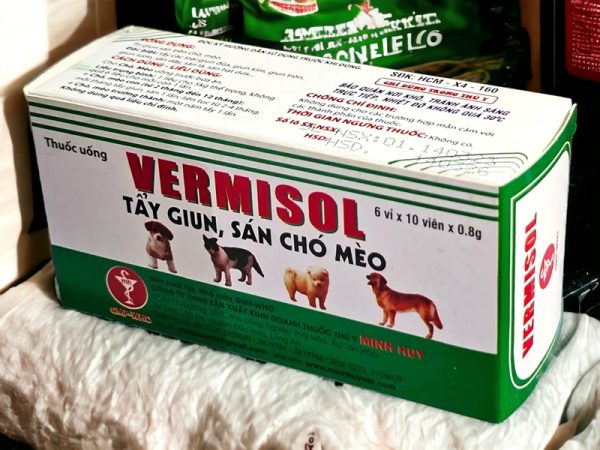 Minh Huy Vermisol (tẩy giun, sán chó mèo) - 60 viên/Hộp