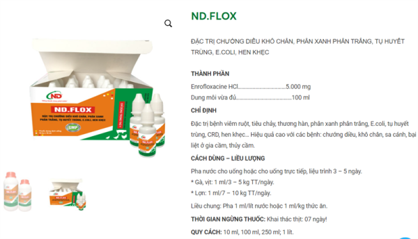 ND Flox 10ml (Chướng diều, khô chân) - Hộp 15 lọ - Ảnh 2