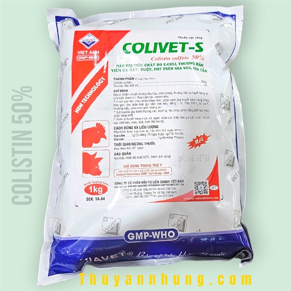 VIAVET COLIVET-S 1kg - Colistin 50% - Gói 1kg (10in1)