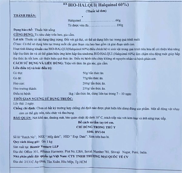 CV HALQUINOL 60% - 1kg xá - Gói - Ảnh 4