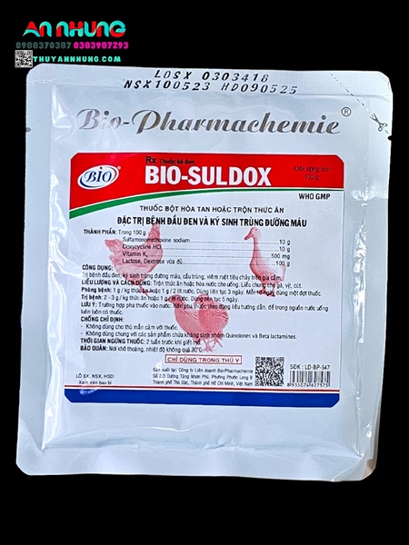 Bio Suldox 100g đặc trị Đầu Đen và Ký sinh trùng đường máu - Gói