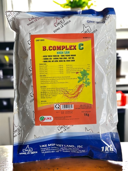 LIKE BCOMPLEX C - Cốm Nhân Sâm 1kg - Vàng chân, vàng da, Tăng trọng - Bung lông bật cựa - Gói 10in1