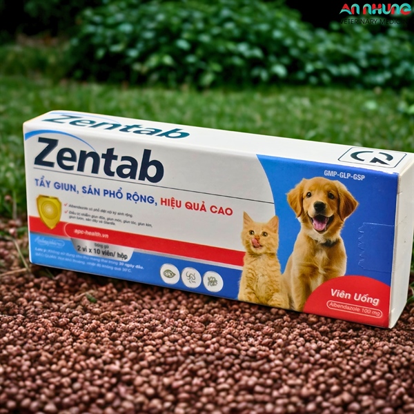 Á Châu ZENTAB - tẩy giun chó mèo - Hộp 20 viên