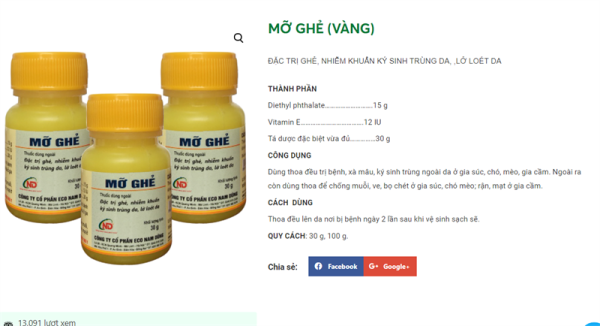 ND Mỡ Ghẻ Vàng 30gr - Hộp 10 lọ - Ảnh 2