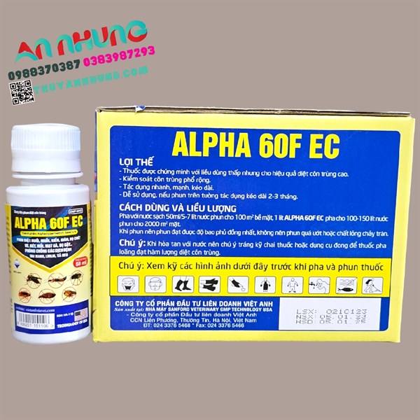 Viavet Alpha 60F EC (côn trùng, ruồi, muỗi, dán, kiến) 50ml - lọ