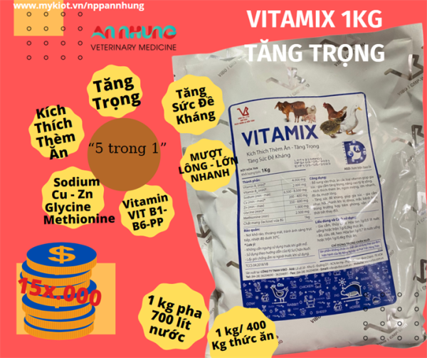 VB VITAMIX 1kg - Vitamin B Complex hàm lượng cao - Thùng 20 gói - Ảnh 2