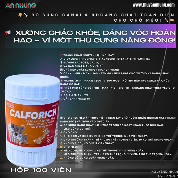 Á Châu CALFORICH (calci Pet) - Hũ 100 viên