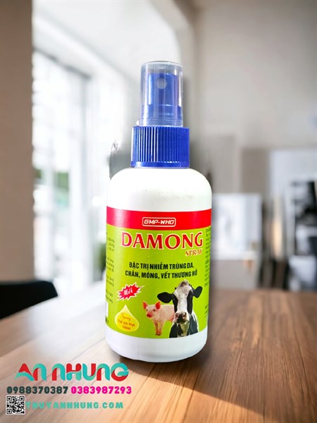 Viavet Damong Spray 100ml (đặc trị nấm da, móng trên Bò,Dê, Cừu, Thỏ) - Lọ